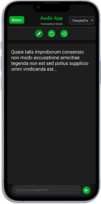 Ảnh chụp màn hình chép lời nói theo thời gian thực trong Audis App